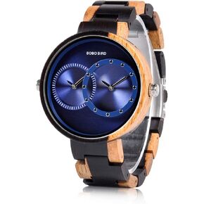 BOBO BIRD R10 للرجال والنساء 2 منطقة زمنية ساعات خشبية خفيفة الوزن فاخرة كوارتز ساعات المعصم تصميم عصري ساعة للحب in Kuwait