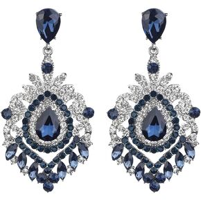 Denifery Wedding Teardrop Dangle Earrings Crystal Rhinestone Earrings Chandelier Earrings Rhinestone Dangle Drop Earrings for Wedding Prom Bride Bridesmaids