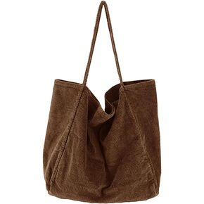 Women Large Corduroy Tote Bag Retro Shoulder Bag Casual Shopping Bag Fashion Handbag