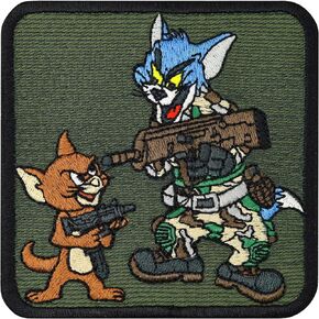 Machine Gun Teddy Bear Embroidered Iron-on Patch Premium Badge Firearms MG Emblem Army Teddy Bear Machine Gun Fabric Applique for sew on for All Fabrics | 2.75X3.14 in