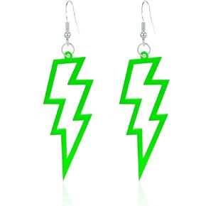 Multicolor Acrylic Exaggerated Light Weight Party Women Lightning Bolt Dangle Earrings Accessories Jewelry Neon Accessories 80s