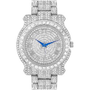 Charles Raymond Bling-ed Out Ultimate Hip Hop Royalty Mens Watch w/Easy Reader Roman Numeral or Iced Out Diamond Time Indicators - Bright Colored Dials - L0504 in Kuwait