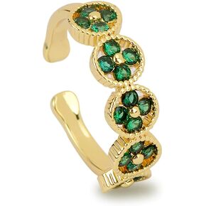 Fashion Statement Adjustable Ring for Women - 14k Gold Plated Teardrop CZ Cubic Zirconia Rhinestone Crystal Cluster Floral Flower Butterfly Lucky Decor Expandable Open Rings Wedding Bridal Costume Jewelry Party Pageant