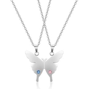 Butterfly BFF Friendship Necklace for 2 Best Friend Couple Necklaces for 2 Stainless Steel Matching Necklaces Mutual Attraction Best Friends Lover Gifts in Kuwait