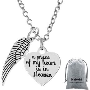 Memorial Jewelry A Piece of My Heart is in Heaven Necklace Heart Necklace-Sympathy Jewelry gifts for loss,in Memory of Mom Dad Grandpa Baby Loss Memorial Gift