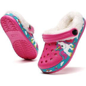 Eliogn Little Kids Lined Clogs Boys Garden Slippers Kids Plush Warm Slippers Girls Fuzzy Plush Lined Home Bedroom Slippers