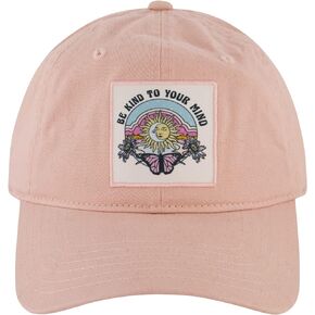 Concept One Womens & California Cap, Be Kind to Your Mind Cotton Hat with Curved Brim Baseball Cap, Blush
