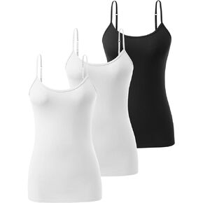 Orrpally 3 Piece Cotton Basic Cami Tank Top Women Camisole Undershirt Adjustable Spaghetti Strap Tank Top