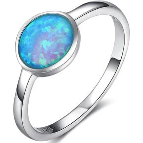 Jude Jewelers Blue Fire Opal Solitaire Wedding Engagement Anniversary Classical Simple Plain Ring