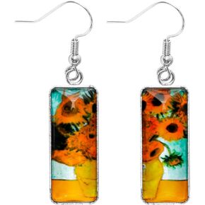 Linassry Unique and Fun Earrings Van Gogh Painting Starry Night Sunflower Drop Dangle Earrings for Women and Teen Girls Abstract Art Earring Fashion Jewelry