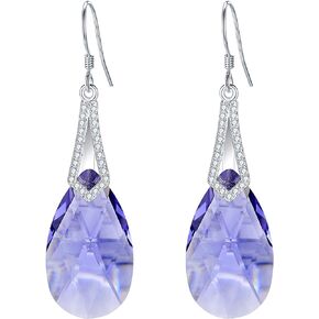 EleQueen 925 Sterling Silver CZ Teardrop Bridal Hook Dangle Earrings Made with Austrian Crystal for Women, Valentine's Day/Mother's Day/Christmas Jewerly Gift for Girlfriend/Mom