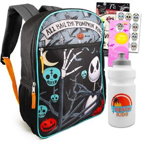 Nightmare Before Christmas School Supplies - 5 Pc Bundle Nightmare Before Christmas Backpack for Boys Girls with Temporary Tattoos, More