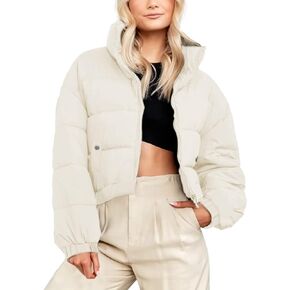 Athlisan Womens Cropped Puffer Jacket Quilted Zip UP Puffy Bubble Outerwear Coat