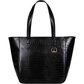 Women'S Faux Leather Tote Bag Shopper Handbag Black Crocodile Shoulder Tote Bag With Zipper