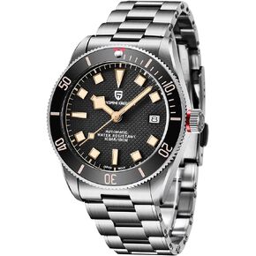 HaiQin Pagani Design Classic Men's Automatic Watches Japanese NH35A Self-Winding Movement 100M Waterproof Mechanical Watch, Stainless Steel Aluminum Bezel Fashion Business Luminous Watch Date