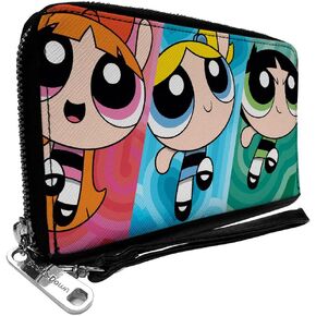 Warner Bros. Animation Wallet, Zip Around, The Powerpuff Girls Action Pose Blocks Multi Color, Vegan Leather