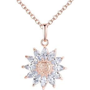 COLORFUL BLING 14K Gold Plated Sunflower Necklace Cubic Zircon Gold Silver Sunshine Daisy Flowers Choker Necklace Chain Sun Jewelry for Women Girls Gifts