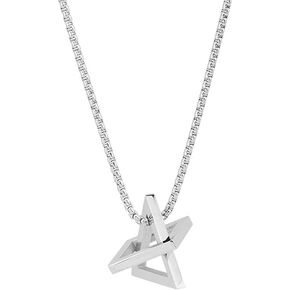 Stainless Steel Geometric Pendant Necklace for Women Girls Men Silver Plated Triangle Cube Dangle Adjustable Long Box Chain Charm Punk Hip Pop Hypoallergenic Jewelry
