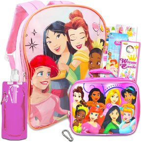 Fast Forward Disney Princess Backpack 16 Inch Set - Disney Princess Backpack with Lunch Box Bundle with Water Bottle, Stickers, More | Disney Princess Backpack for Girls 8-12