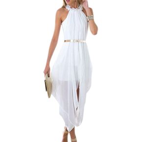KingField Women's Chiffon Greek Goddess Fairy High Low Outer Maxi Inner Mini Beach Party Dress