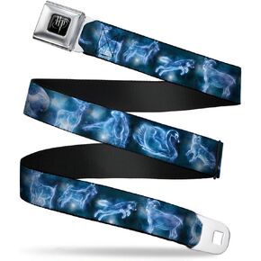 Buckle-Down Seatbelt Belt - Harry Potter Animal Spirits Black/Blue - 1.0" Wide - 20-36 Inches in Length