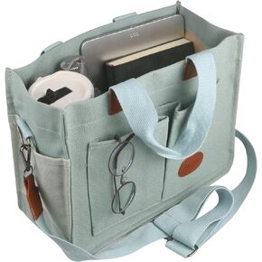 Canvas Tote Bag with Multi-pocket for Women Handbags Casual Hobo Crossbody Messenger Shoulder Bag