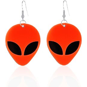 Punk Halloween Acrylic Alien Earrings for Women Girls Cute Funny Cartoon Alien Head Resin Dangle Drop Statement Earrings Jewelry
