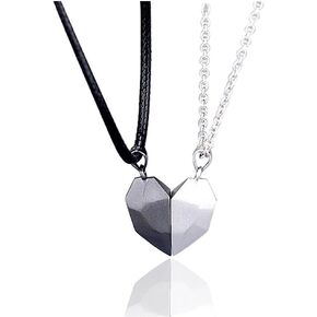 Hifunny Attract Love Heart Necklace Attract Couple Heart Shape Necklace Two Souls One Heart Pendant for Women Girls Frindship Jewelry Gift