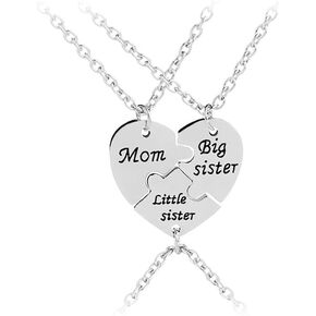 RTY Mother Daughter Necklace Matching Heart Necklace for Big Sister Little Sister Best Sisters Necklace Gift for Mother's Day Christmas Birthday