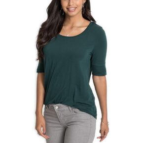 Womens Elbow Length Sleeve Tops Summer Fashion Cotton Blouses Casual Tunic Tee Shirts