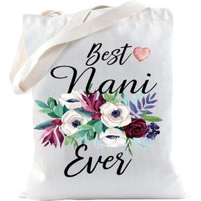 TSOTMO Best Nani Ever Canvas Tote Bag Nani Gift Grandma Gift from Grandchildren Grandma Birthday Gift (Nani canvas)
