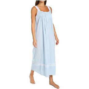 Eileen West Cotton Dobby Stripe Woven Sleeveless Ballet Nightgown