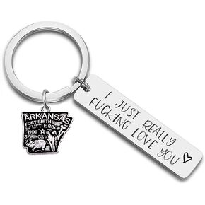 JJTZX I Just Really Love You Miss You Long Distance Relationship State Map Keychain Couples Friendship Accessory Gift