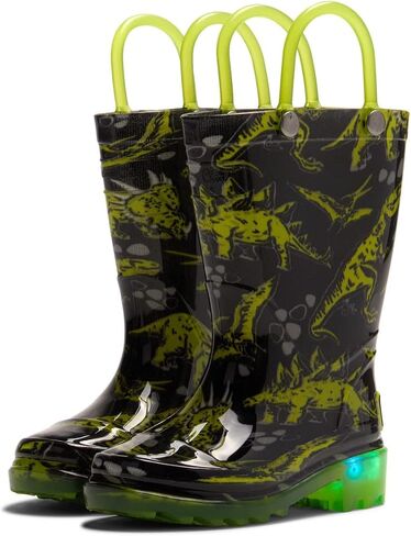 Western Chief Unisex-Child Sketch Dino Lighted Waterproof Rain Boot (Toddler/Little Kid) in Saudi Arabia