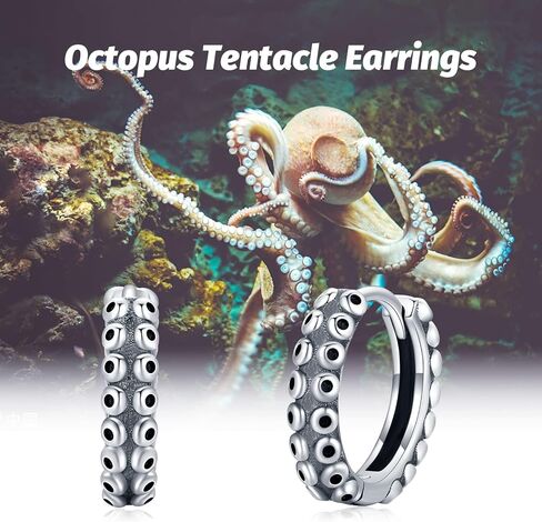 الأخطبوط اللامسة الأقراط الفضة الاسترليني هوب الأقراط للنساء الفتيات الشرير القوطي مجوهرات هدايا عيد ميلاد in Kuwait