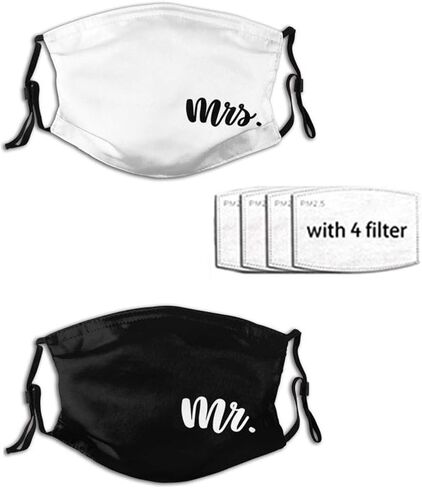 Mr And Mrs Wedding Face Mask Bride Mask Fashion Scarf Reusable Balaclavas For Men Women With 4 Filter in Saudi Arabia