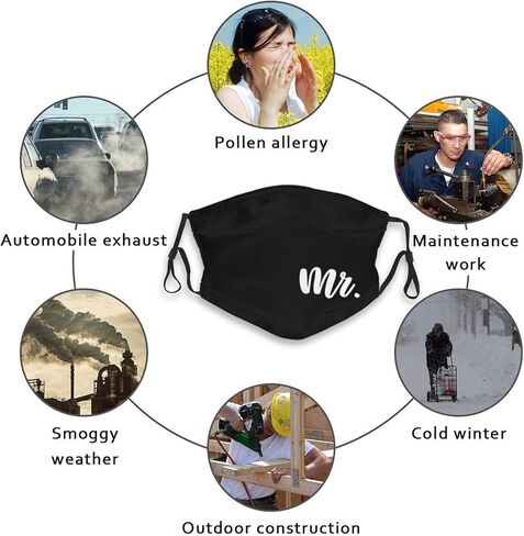 Mr And Mrs Wedding Face Mask Bride Mask Fashion Scarf Reusable Balaclavas For Men Women With 4 Filter in Saudi Arabia