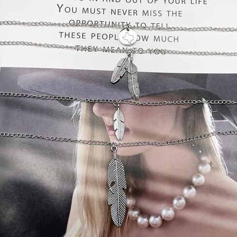 Boho Feather Pendant Necklace Turquoise Choker Necklace 3 Layered State Map Necklace Gift for Best Friends in Kuwait