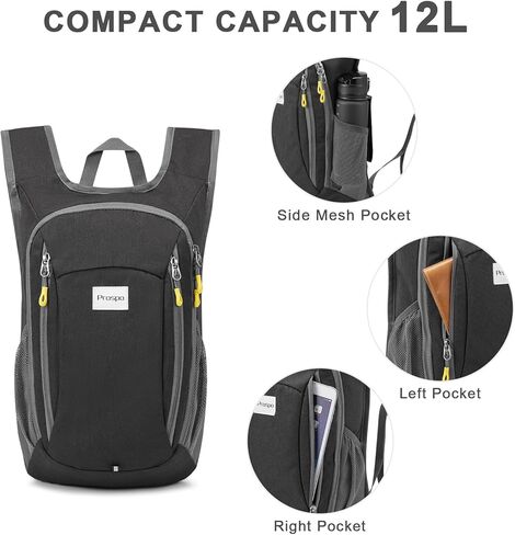 حقيبة ظهر للمشي لمسافات طويلة سعة 12 لتر، حقيبة ظهر صغيرة خفيفة الوزن للسفر للنساء والرجال، حقيبة كتف كاجوال قابلة للطي in Kuwait