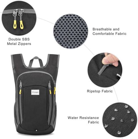 حقيبة ظهر للمشي لمسافات طويلة سعة 12 لتر، حقيبة ظهر صغيرة خفيفة الوزن للسفر للنساء والرجال، حقيبة كتف كاجوال قابلة للطي in Kuwait