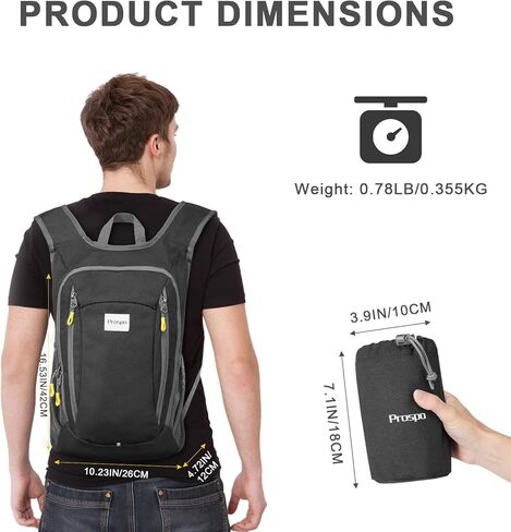 حقيبة ظهر للمشي لمسافات طويلة سعة 12 لتر، حقيبة ظهر صغيرة خفيفة الوزن للسفر للنساء والرجال، حقيبة كتف كاجوال قابلة للطي in Kuwait