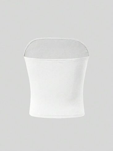 SOLY HUX Women's Ruched Tube Crop Top Sleeveless Strapless Solid Bandeau Tops in Kuwait