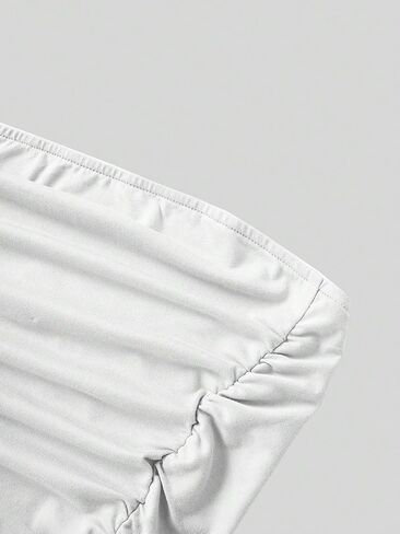 SOLY HUX Women's Ruched Tube Crop Top Sleeveless Strapless Solid Bandeau Tops in Kuwait