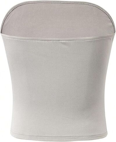 SOLY HUX Women's Ruched Tube Crop Top Sleeveless Strapless Solid Bandeau Tops in Kuwait