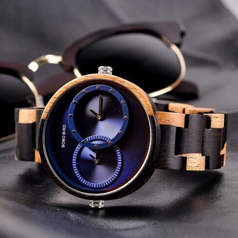 BOBO BIRD R10 للرجال والنساء 2 منطقة زمنية ساعات خشبية خفيفة الوزن فاخرة كوارتز ساعات المعصم تصميم عصري ساعة للحب in Kuwait