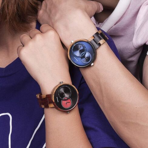 BOBO BIRD R10 للرجال والنساء 2 منطقة زمنية ساعات خشبية خفيفة الوزن فاخرة كوارتز ساعات المعصم تصميم عصري ساعة للحب in Kuwait