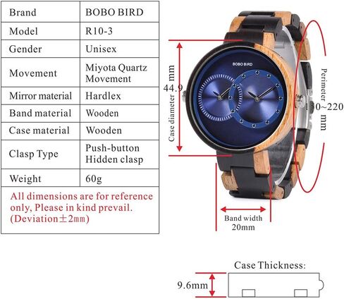 BOBO BIRD R10 للرجال والنساء 2 منطقة زمنية ساعات خشبية خفيفة الوزن فاخرة كوارتز ساعات المعصم تصميم عصري ساعة للحب in Kuwait
