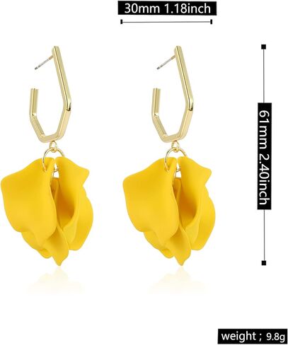 Light Weight Acrylic Rose Petal Drop Dangle Earrings Bohemian Resin Multicolored Flower Statement Floral Tassel Earrings Layered Floral Petal Earrings for Women Girls Bridal Prom Gifts With Box in Saudi Arabia