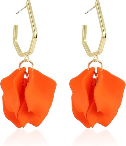 Light Weight Acrylic Rose Petal Drop Dangle Earrings Bohemian Resin Multicolored Flower Statement Floral Tassel Earrings Layered Floral Petal Earrings for Women Girls Bridal Prom Gifts With Box in Saudi Arabia