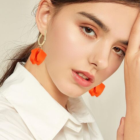 Light Weight Acrylic Rose Petal Drop Dangle Earrings Bohemian Resin Multicolored Flower Statement Floral Tassel Earrings Layered Floral Petal Earrings for Women Girls Bridal Prom Gifts With Box in Saudi Arabia
